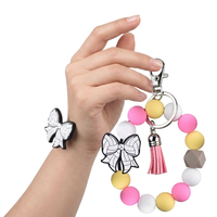 PDD Custom Pastel Bow Silicone PVC Beads Keychain Wristlet DIY Beadable Pen Charm Gift Making Accessories Sport Focal Beads