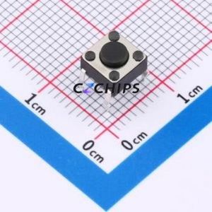 TSA06121-038D332BA Tactile Switch Through hole-4P,6.1x6.1mm Switch Single Pole Single Throw Round Button 1.8N 6.1mm - Product Image 1