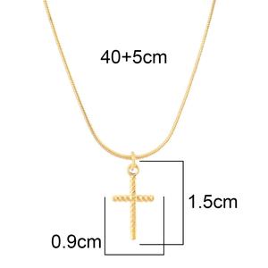 Collana con Croce per Donna in Acciaio Inossidabile, Catena a Bambù Minimalista, Vendita Calda - Product Image 3