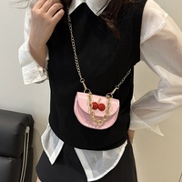 Sac à bandoulière mini tendance en cuir PU pour enfants, motif cerise, avec porte-monnaie et chaîne