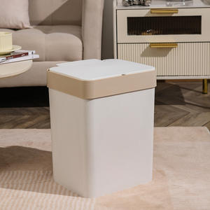 ถังขยะทรงสี่เหลี่ยมสีขาวเบจ น้ำหนัก 1.5 กก. ฝาปิดแบบกด ใช้ภายในบ้าน ห้องครัว ห้องน้ำ - Product Image 2