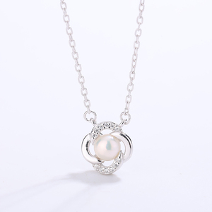 S925 Silver Freshwater Pearl <b>Necklace</b> CZ Pave Decorative Pendant Jewelry Elegant Gift for Women - Product Image 3