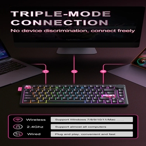 Clavier sans fil ONIKUMA MT706 81 touches avec axe satellite auto-développé, double commande et bouton de <span class=keywords><strong>volume</strong></span>, clavier mécanique - Product Image 4