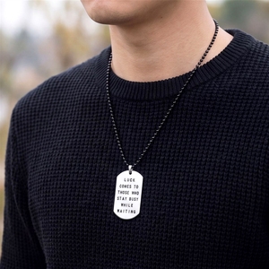 Collana con <span class=keywords><strong>Citazioni</strong></span> Motivazionali in Acciaio Inossidabile: Ciondolo per Cani con Incisione in Inglese, Stile Militare, Moda Europea e Americana - Product Image 5