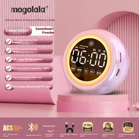AI Speaker jam Alarm suara pintar dengan lampu malam, Speaker Bass multifungsi untuk siswa, kompatibel dengan ponsel & PC