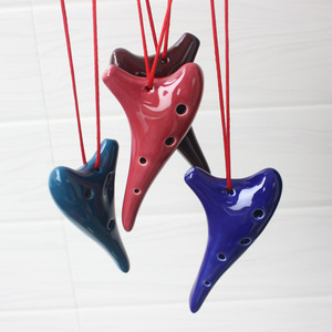 Ocarina en céramique à 6 trous, faite à la main, finition brillante, jouet musical pour les amateurs de musique, instrument folklorique chinois - Product Image 1