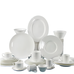 Factory Direct Home Use Hotels Wholesale Price Cheap White Ceramic Dinnerware <b>Set</b> Includes Porcelain Plates Dishwasher Safe - Product Image 1