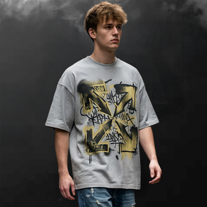 Camiseta de Diseño Personalizado, Estilo Urbano, Lavado Ácido, 300GSM, Algodón Grueso, Estampado Vintage, Corte Cuadrado, para Hombre - Product Image 1