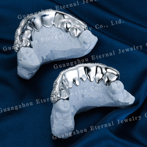 <span class=keywords><strong>Grillz</strong></span> personnalisés pour hommes et femmes, en Moissanite, Diamant de laboratoire, Argent S925, Or massif 10K 18K 14K, motif nid d'abeille, pour dents supérieures et inférieures, 2 4 6 8 10 pièces - Product Image 5