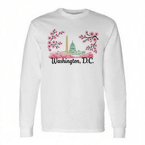 T-shirt a maniche lunghe souvenir con fiori di ciliegio di Washington DC - Product Image 2
