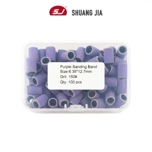 SHUANGJIA 100Pcs/Box Purple Nail Art Sanding Bands Pedicure Tools Electric Sanding Bands For Nail Drill Bits
