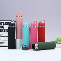Bouteille d'eau isotherme portable de luxe personnalisée en acier inoxydable avec paille pour cadeaux d'affaires – Chaud et froid