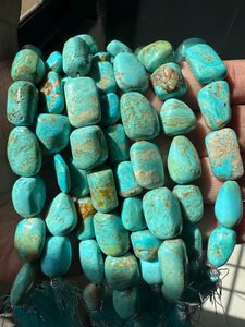Perles lisses et polies en turquoise d'Arizona véritable, collier de bijoux bohèmes, 8-10 mm, prix de gros - Product Image 2