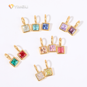 YML& Moda Paslanmaz Çelik 12 Doğum Taşı Charm Kolye Ucu DIY Aksesuar Kolye Bileklik Aksesuarları Zirkon Kolye Takı - Product Image 1