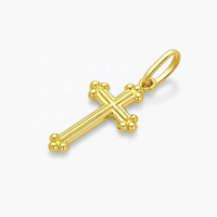 Colgante de Cruz Cristiana Hecho a Mano en Oro de 14K, Pulido, con Detalles, Unisex, Libre de Níquel, Personalizable para Mujeres, Hombres y Niñas