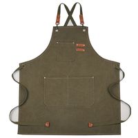 Apron Dapur Kanvas Kulit Linen Tahan Air dengan Logo Custom MOQ Rendah untuk Koki