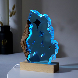 <span class=keywords><strong>Tortue</strong></span> de mer encastrée sur mesure Lampe de nuit 3D Décoration de bureau Récompenses Lampe en bois en résine époxy créative Cadeaux - Product Image 4