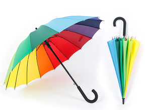 Parapluie de <span class=keywords><strong>voyage</strong></span> de golf résistant aux UV de couleur arc-en-ciel avec tissu pongé et design à tige droite - Product Image 3