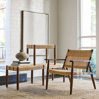 Accoudoir en bois de frêne pour le salon moderne Chaise de canapé en bois massif ancien pour le milieu Chaise en corde Sièges simples pour le balcon Sièges de loisirs