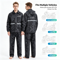 Combinaison de pluie pour moto en PVC imperméable et coupe-vent à haute visibilité avec camouflage réfléchissant pour hommes, idéale pour les voyages en scooter et le camping