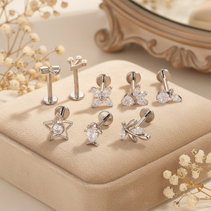 Pendientes de Titanio Hengsen G23, Joyería para Perforación de Oreja, ASTM F136, Chapado en Oro PVD de 18k, Parte Trasera Plana, Pendientes Delicados para Mujer, Joyería Corporal para Boda - Product Image 4