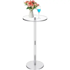 Small Clear Acrylic round Drink Table 10" x 10" x 21.3" Living Room Bedroom Balcony Easy Assembly Display Rack Small Spaces