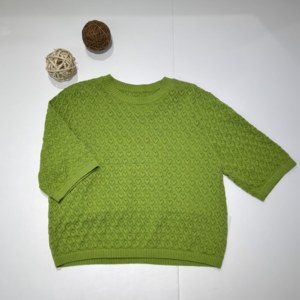 Maglione Pullover da <span class=keywords><strong>Donna</strong></span> a Mezza Manica con Design Traforato di Alta Qualità, Lavorazione a <span class=keywords><strong>Maglia</strong></span> Piatta e Rete - Product Image 2