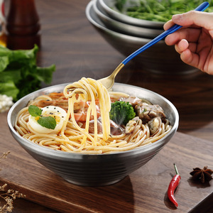 304 Stainless Steel Conical Bowl Double Layer For Noodles Ramen Soup Home Use - Product Image 3