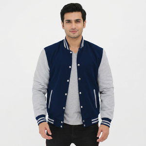 2026 Plus Size Men's High Quality Leather Wool Varsity Letterman Baseball Jacket Embroidery Customizable Options - Product Image 1