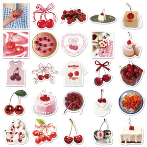 50pcs Usine En Gros <span class=keywords><strong>Stickers</strong></span> <span class=keywords><strong>Muraux</strong></span> Die-cut Vinyle Étanche Personnalisé Cerise LNS Style Autocollants - Product Image 4