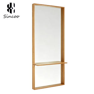 Modern Salon Styling Station <b>Mirror</b> Beauty Wall <b>Mirror</b> with <b>Table</b> Salon Solid Hair Salon Wood <b>Mirror</b> - Product Image 6
