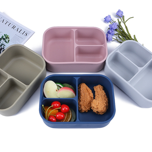 School Leakproof Food Storage Container Portable 3 Compartment Tiffin Lunch Box Bpa Free Silicone Insulated Lunch Box