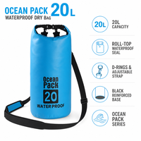 Sac à dos étanche pliable en PVC personnalisé en usine, 20L, léger, flottant, pour la plage, la natation, le canyoning, les courts séjours