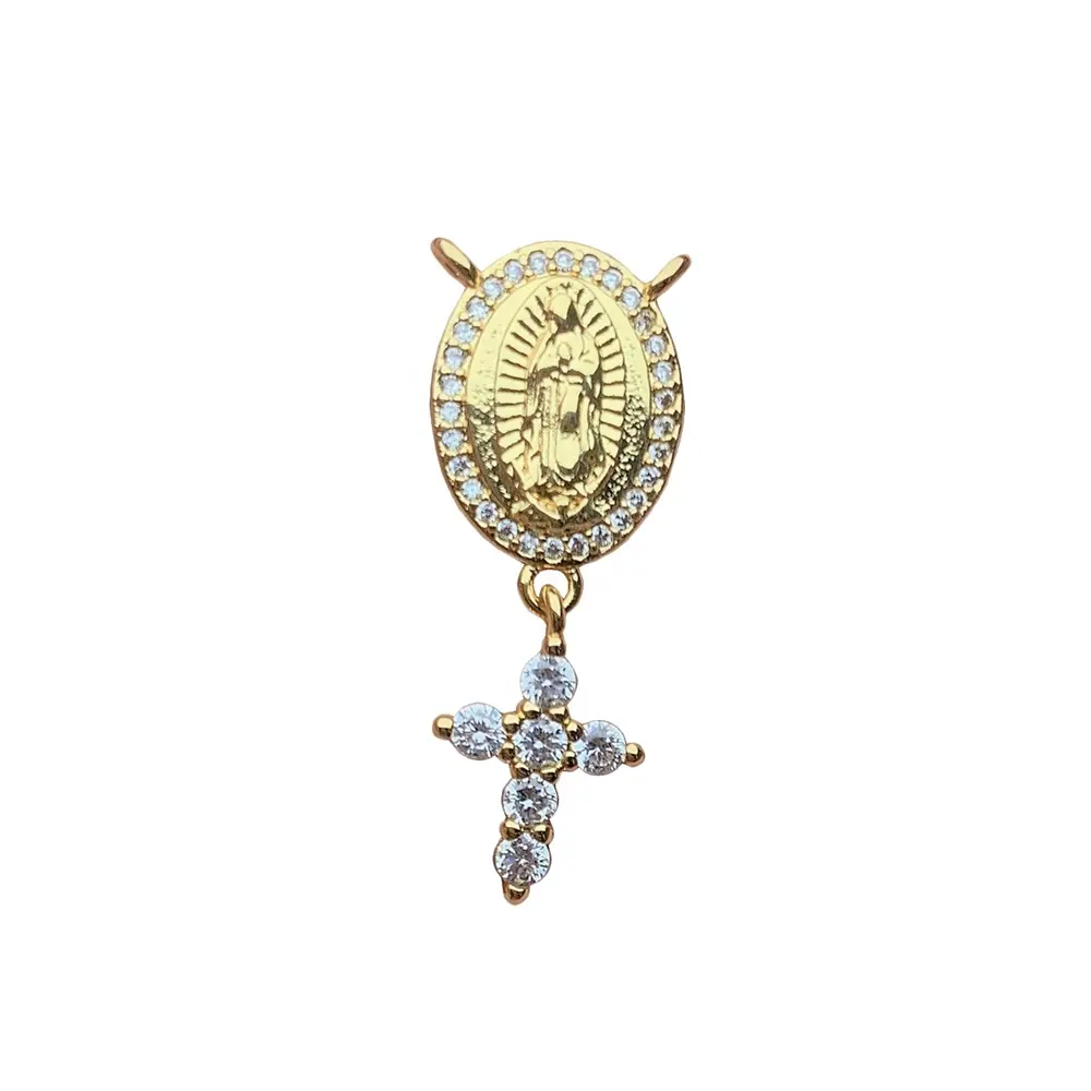 Kim loại Zircon chữ thập Virgin Mary Mặt dây Charms đối với trang sức làm phụ nữ DIY Vòng Cổ Vòng đeo tay