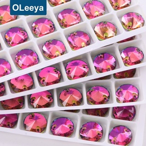 Vente directe d'usine Oleeya, diverses couleurs, strass à dos plat de qualité A5, 12 mm, Rivoli, cristaux à coudre pour robe - Product Image 6