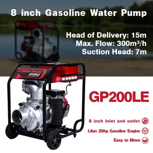 Bomba de Agua Autocebante de 8 Pulgadas con Motor de Gasolina GP200LE 20hp, Bomba de Pistón Centrífuga, Fuente de Alimentación para Gasolina OEM - Product Image 1