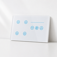 Interrupteur mural intelligent Tuya Smart DL Series en verre tactile WiFi 4 voies pour ventilateur intelligent, compatible Alexa Google pour la maison connectée