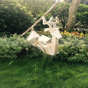 ANW071 Escultura de Jardín Art Deco de Lujo, Diseño Personalizado, Adorno de Acero Inoxidable Resistente a la Intemperie para Aniversario - Product Image 1