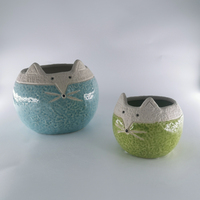 Pot de fleur coréen pour jardin de cactus succulents Cadeau de fille mignonne Mini pot de plante en céramique Pot décoratif de dessin coloré émaillé