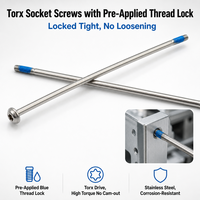 Sekrup Kepala Tombol Torx Ekstra Panjang Bahan Stainless Steel Biru dengan Pengunci Ulir Nylok untuk Elektronik Grosir Pabrik OEM