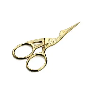 New Design Customization Rainbow Color Gold Plated Flying Crane Sewing Scissors Retro Stainless Steel Scissors