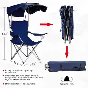 Beach Camping Chair WOQI Portable Camping Chair Beach Chair With Canopy Shade Folding Lightweight Portable Fishing Chairs With Cup Holder For Adults