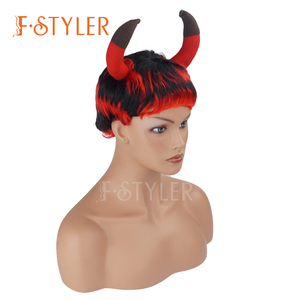 วิกผมสังเคราะห์สีฮอร์นปีศาจแดงคอสเพลย์ราชินีเด็กผู้ชายเด็กผู้หญิง - Product Image 2