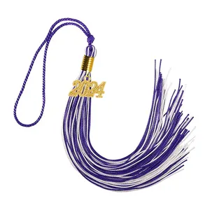Customized 2 Colored 9" Rayon Graduation Tassel With 2024 Year Charm