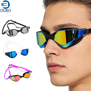 Lunettes de natation de compétition professionnelles, en silicone, étanches et anti-buée, électro-plaquées colorées, unisexes - Product Image 1