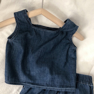 Ensembles de vêtements en jean pour filles tendance : T-shirts à manches courtes, débardeurs et shorts décontractés - Product Image 4
