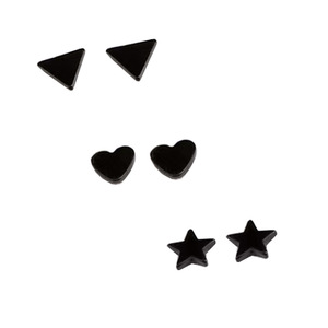 Boucles d'oreilles à clipser géométriques en alliage de zinc noir et blanc, clous en forme de cœur, étoile et triangle pour femmes, bijoux à la mode, cadeau - Product Image 5