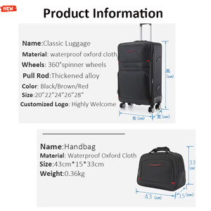 Set di Valigie Classiche Espandibili Personalizzate con Mini Borsa a Mano, <span class=keywords><strong>Valigia</strong></span> in <span class=keywords><strong>Tessuto</strong></span> Oxford Impermeabile - Product Image 5