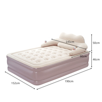 Matelas pneumatique gonflable double floqué pour adultes, lit pneumatique pliable portable avec oreiller intégré pour la maison, le camping et l'extérieur