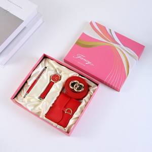 女性の日 七夕 バレンタインデー 4点セット レザーギフト 財布 腕時計 ビジネスカジュアル モダン シンプルセット レッド 母の日 - Product Image 4